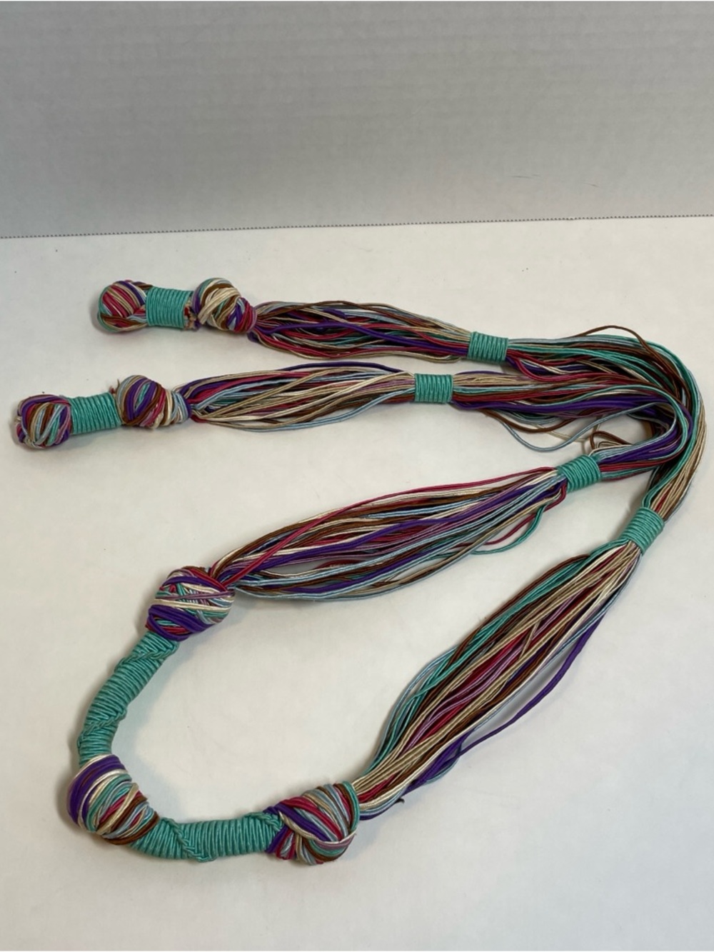 Vintage 1980s Artisan Made Multicolored Hand-Knotted Statement Belt – GORGEOUS